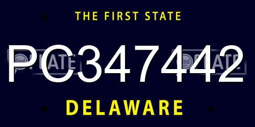 PC347442 Delaware License Plate