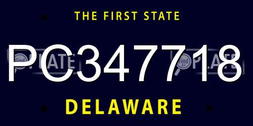 PC347718 Delaware License Plate