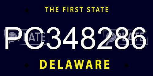 PC348286 Delaware License Plate