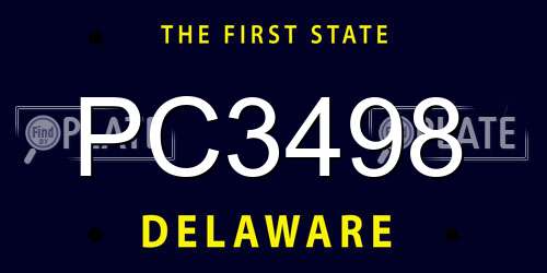 PC3498 Delaware License Plate