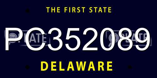 PC352089 Delaware License Plate