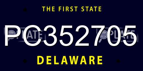 PC352705 Delaware License Plate