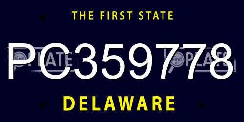 PC359778 Delaware License Plate