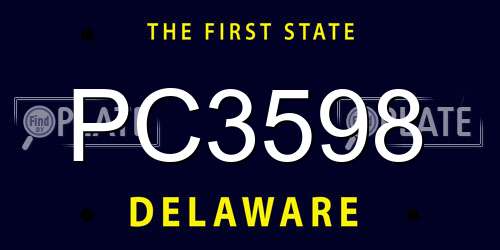 PC3598 Delaware License Plate