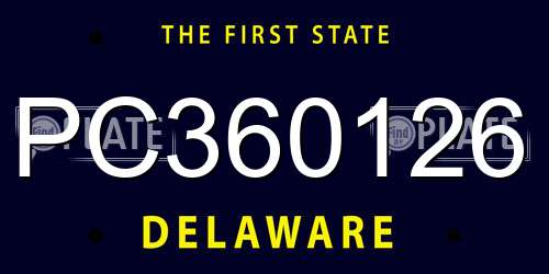 PC360126 Delaware License Plate