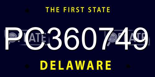 PC360749 Delaware License Plate