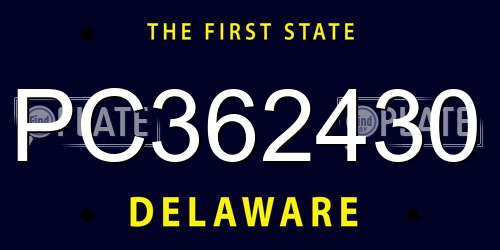 PC362430 Delaware License Plate