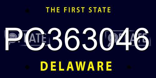 PC363046 Delaware License Plate