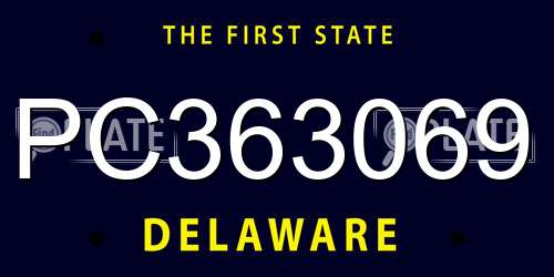 PC363069 Delaware License Plate