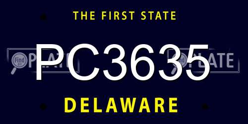 PC3635 Delaware License Plate