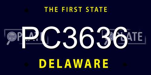 PC3636 Delaware License Plate