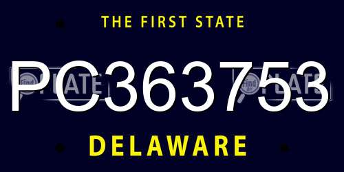 PC363753 Delaware License Plate