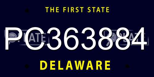 PC363884 Delaware License Plate