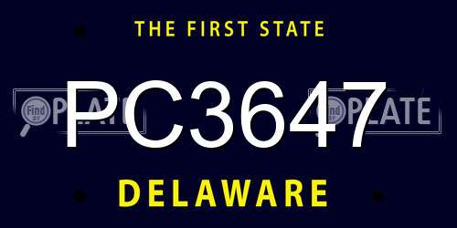 PC3647 Delaware License Plate