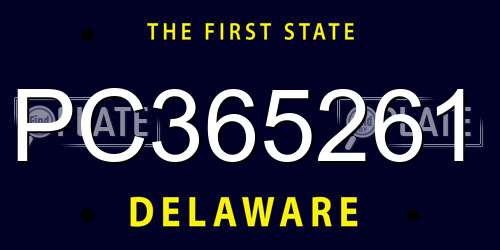 PC365261 Delaware License Plate