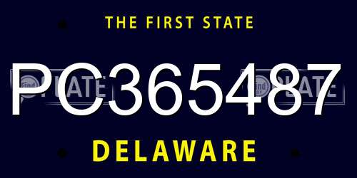 PC365487 Delaware License Plate