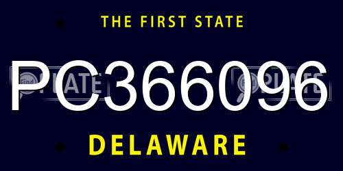 PC366096 Delaware License Plate