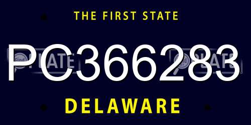 PC366283 Delaware License Plate
