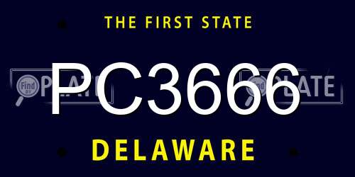 PC3666 Delaware License Plate