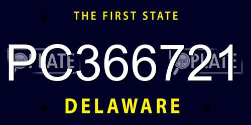 PC366721 Delaware License Plate