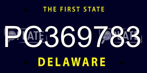 PC369783 Delaware License Plate