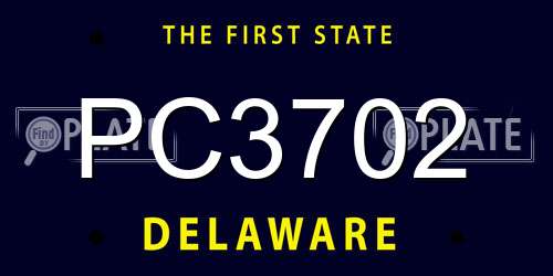 PC3702 Delaware License Plate