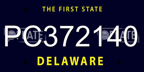PC372140 Delaware License Plate
