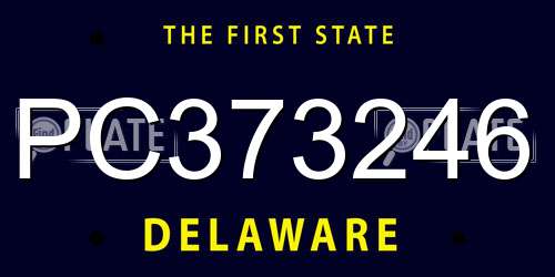 PC373246 Delaware License Plate