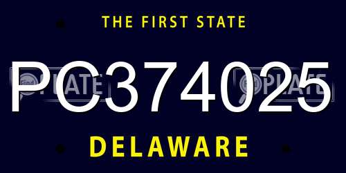PC374025 Delaware License Plate