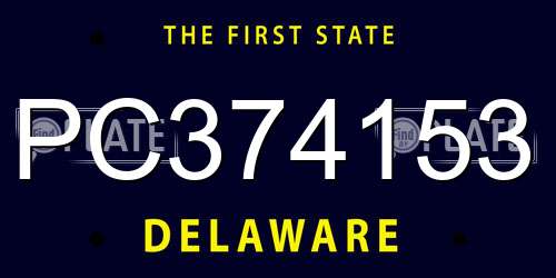 PC374153 Delaware License Plate