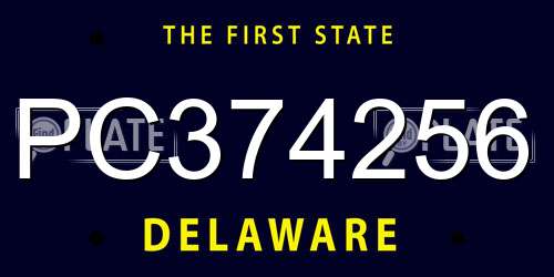 PC374256 Delaware License Plate