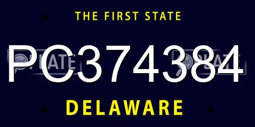 PC374384 Delaware License Plate