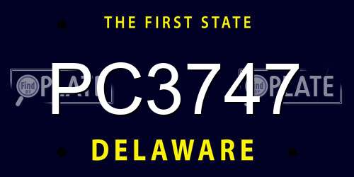 PC3747 Delaware License Plate