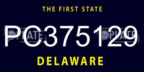 PC375129 Delaware License Plate