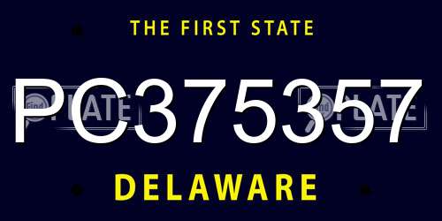 PC375357 Delaware License Plate