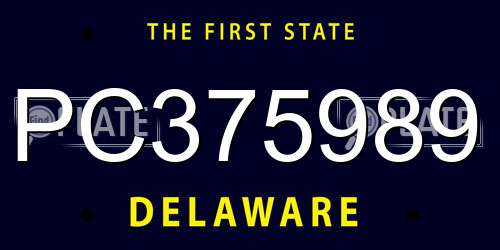 PC375989 Delaware License Plate