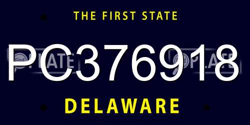 PC376918 Delaware License Plate