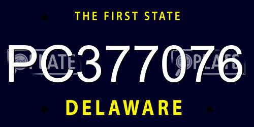 PC377076 Delaware License Plate