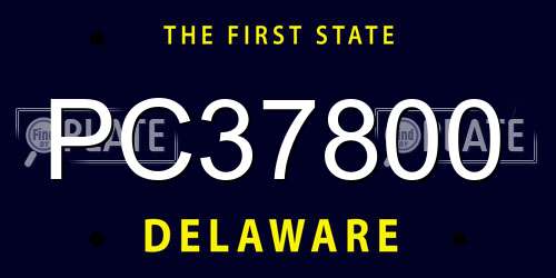 PC37800 Delaware License Plate