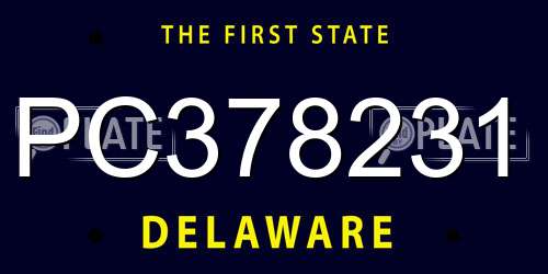 PC378231 Delaware License Plate