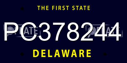 PC378244 Delaware License Plate