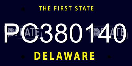 PC380140 Delaware License Plate