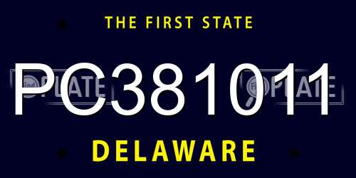 PC381011 Delaware License Plate