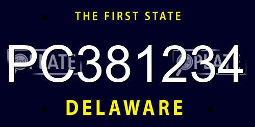 PC381234 Delaware License Plate