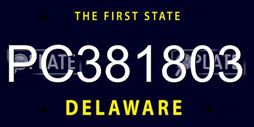 PC381803 Delaware License Plate