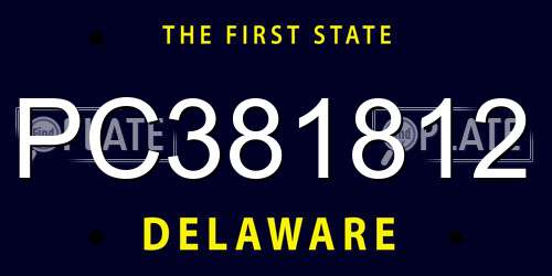 PC381812 Delaware License Plate