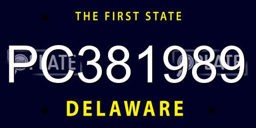 PC381989 Delaware License Plate
