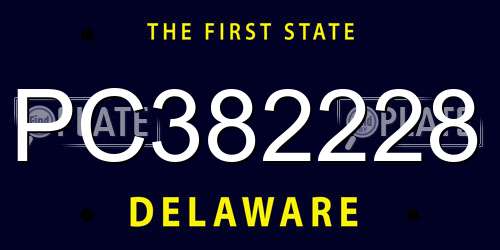 PC382228 Delaware License Plate