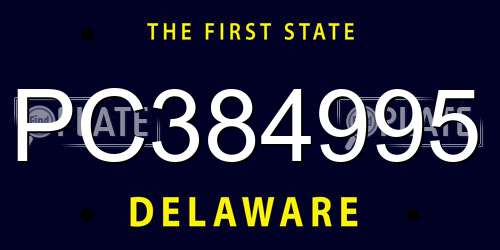 PC384995 Delaware License Plate
