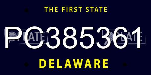PC385361 Delaware License Plate